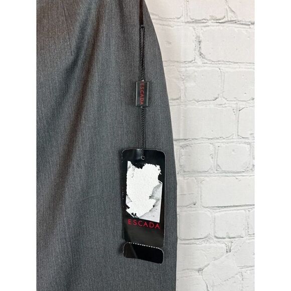 ESCADA gray herringbone wool silk pencil straight classic skirt size 40 (10) NWT - Picture 3 of 9